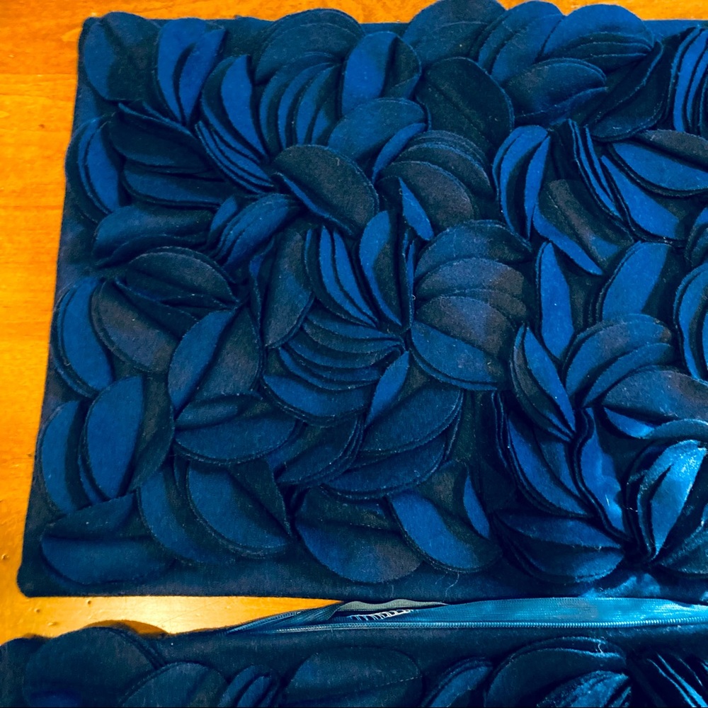 Kingrose Navy Wool Handmade Decorative 3D flower Throw Pillow Cover
